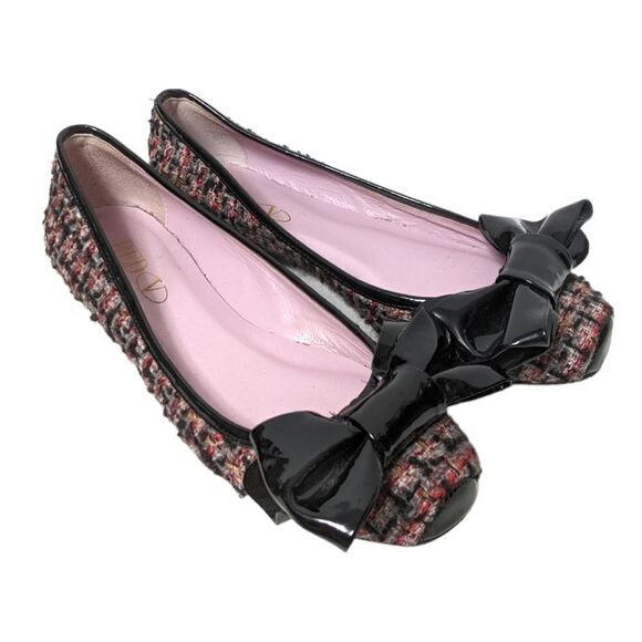 RED VALENTINO GARAVANI Tweed Bow Ballet Flats 38 - Picture 11 of 11